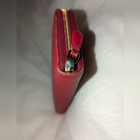 Prada Saffiano Leather Zip Around Continental Wallet Red GUC - Picture 4 of 12
